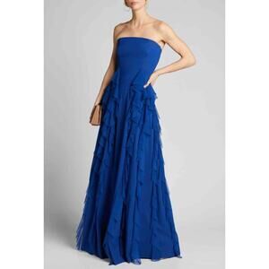 Chiara Boni La Petite Robe Tube Top Ruffle-detail Jersey Gown Royal Blue 38